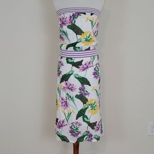 Ashley Stewart white floral print strapless dress